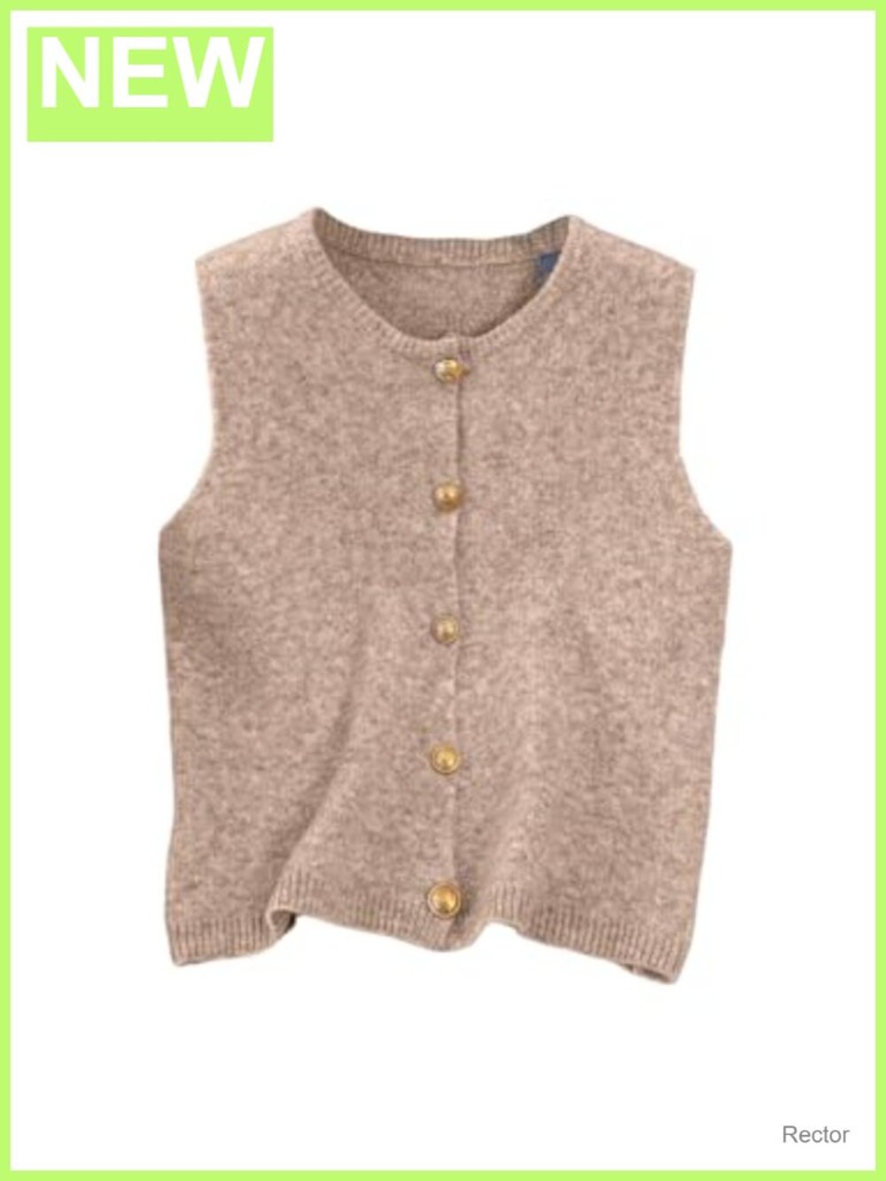 Button Down Sweater Vest Sleeveless Crewneck Knit Knitwear